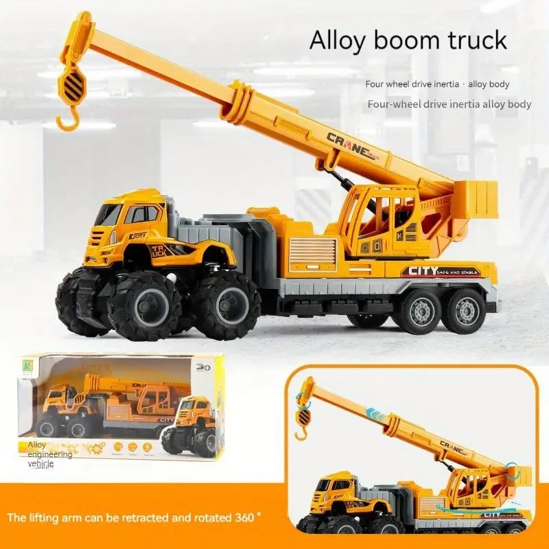 Construction Truck Toys Crane Loader Excavator Truck Toys Diecast Alloy - Yellow