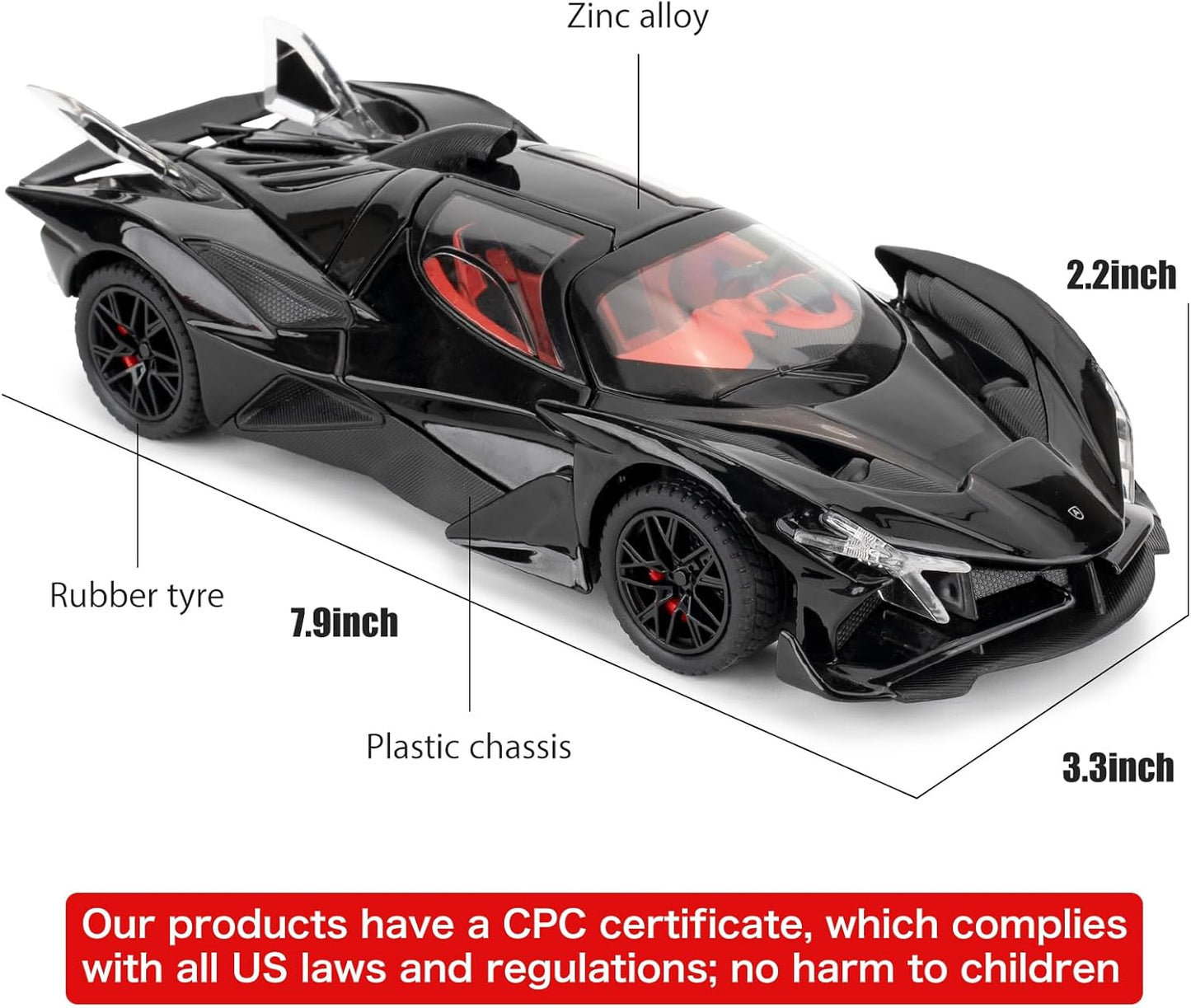 Apollo Evo Metal Car Toys For Kids 1:24 - Black