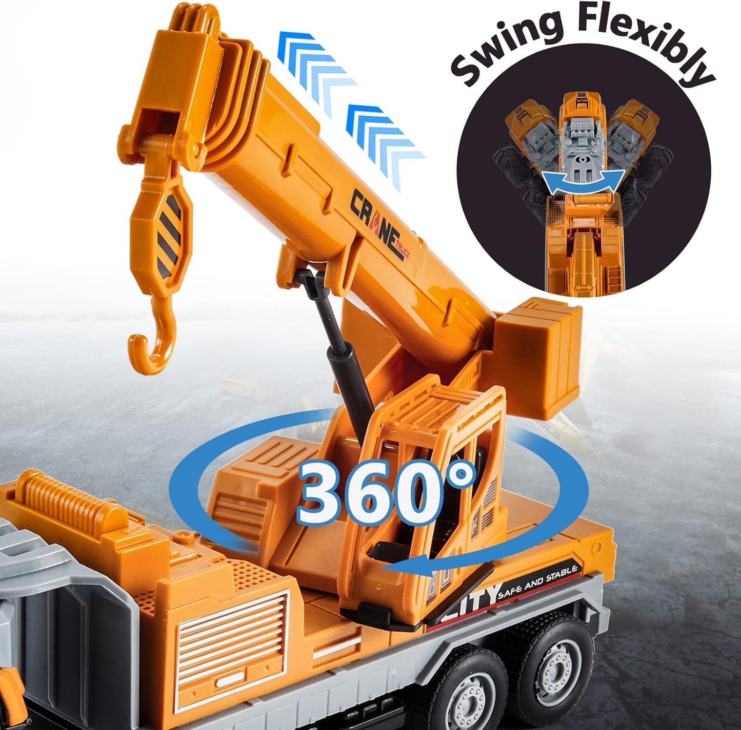 Construction Truck Toys Crane Loader Excavator Truck Toys Diecast Alloy - Yellow
