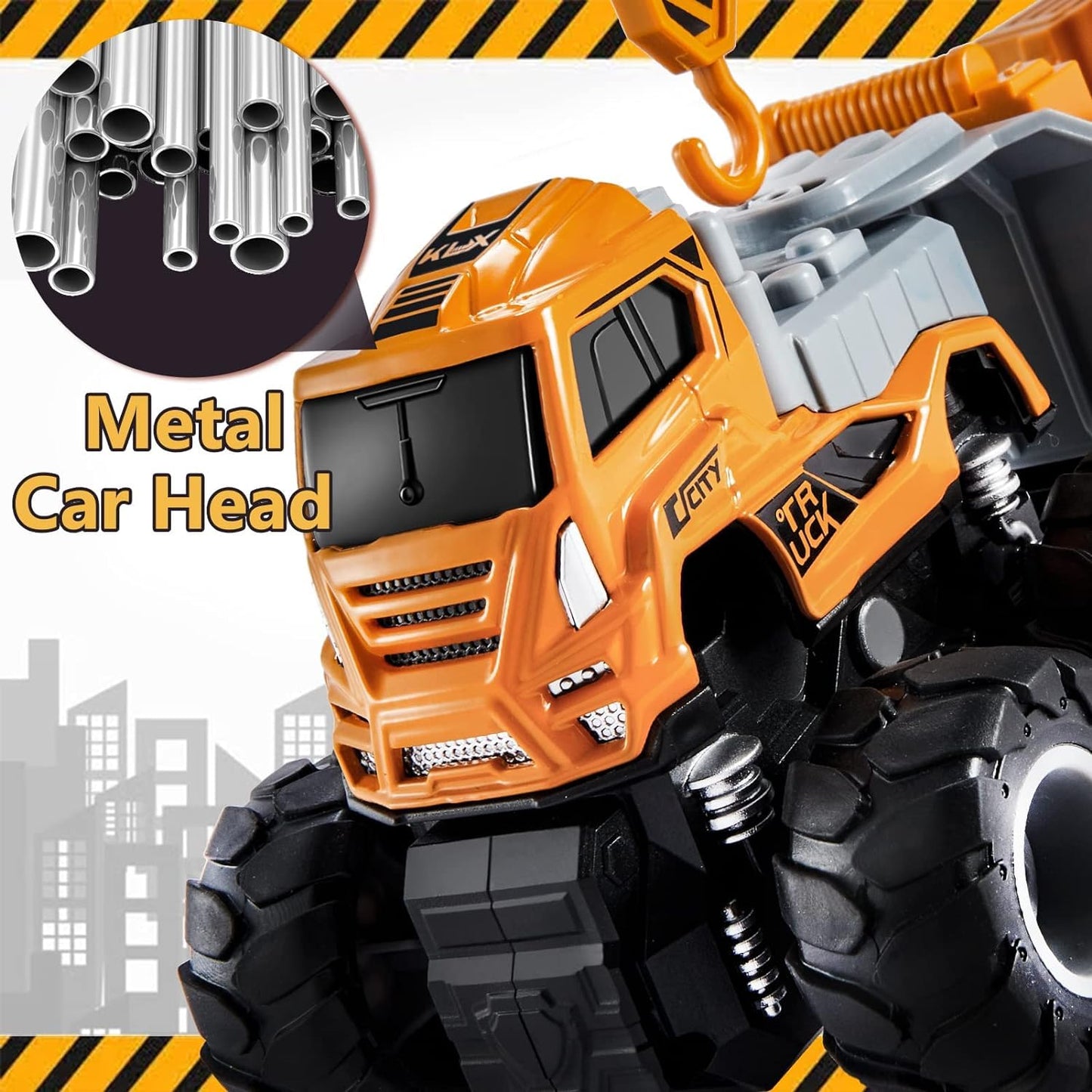 Construction Truck Toys Crane Loader Excavator Truck Toys Diecast Alloy - Yellow