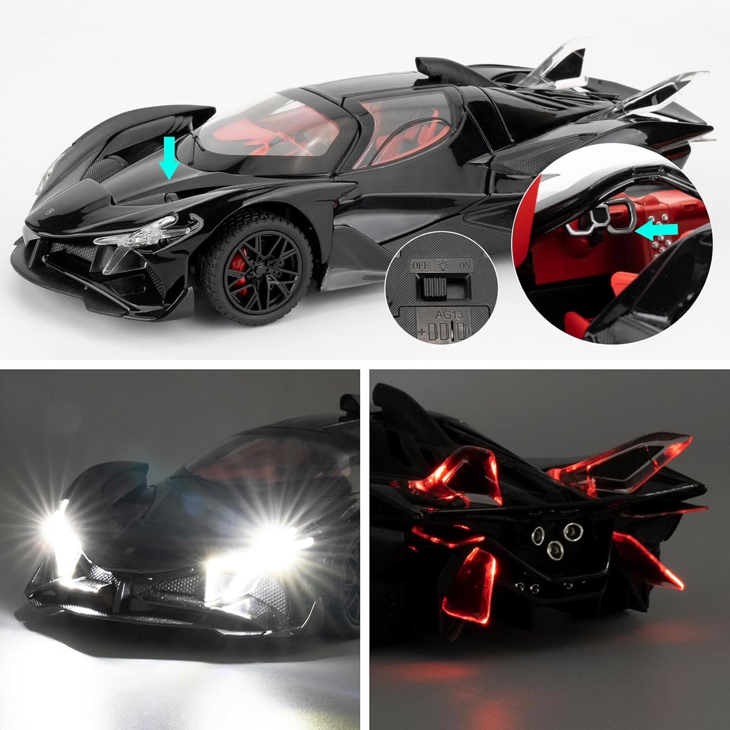 Apollo Evo Metal Car Toys For Kids 1:24 - Black