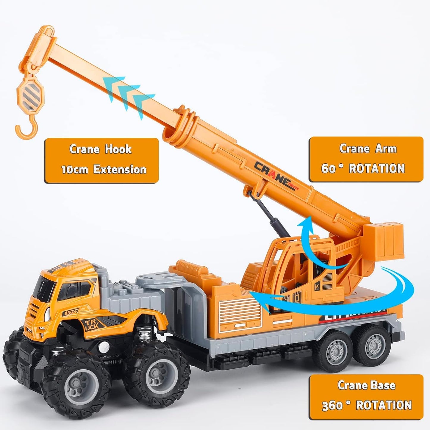 Construction Truck Toys Crane Loader Excavator Truck Toys Diecast Alloy - Yellow