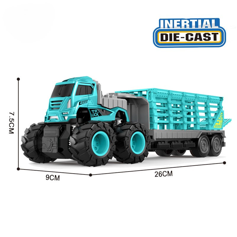 Truck Toys Diecast Alloy Friction Powered Animals Carrier Truck Toy - Skyblue
