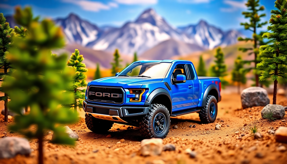 Discover the Thrill of the Ford Raptor F150 RV Metal Car Toy for Kids 1:24 - Blue