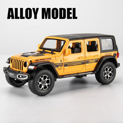 Jeeps Wrangler Rubicon Metal Car Toys For Kids 1:24 - Yellow