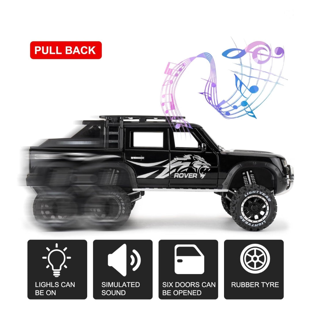 Land Rover Pickup 6*6 Metal Car Toys For Kids 1:24 - Black