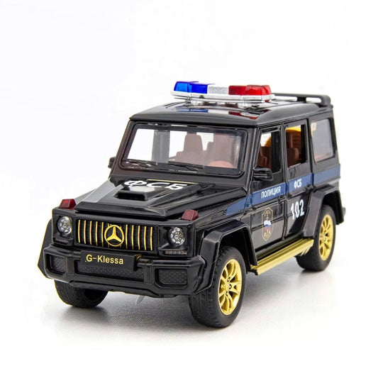 Mercedes-Benz G Wagon Police Metal Car Toys For Kids 1:32 [Black]