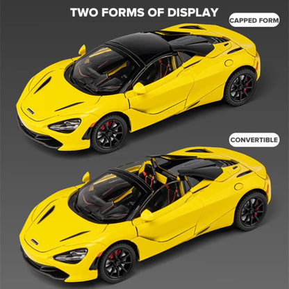 Mclaren 720S Convertible Metal Car Toys For Kids 1:24 - Yellow