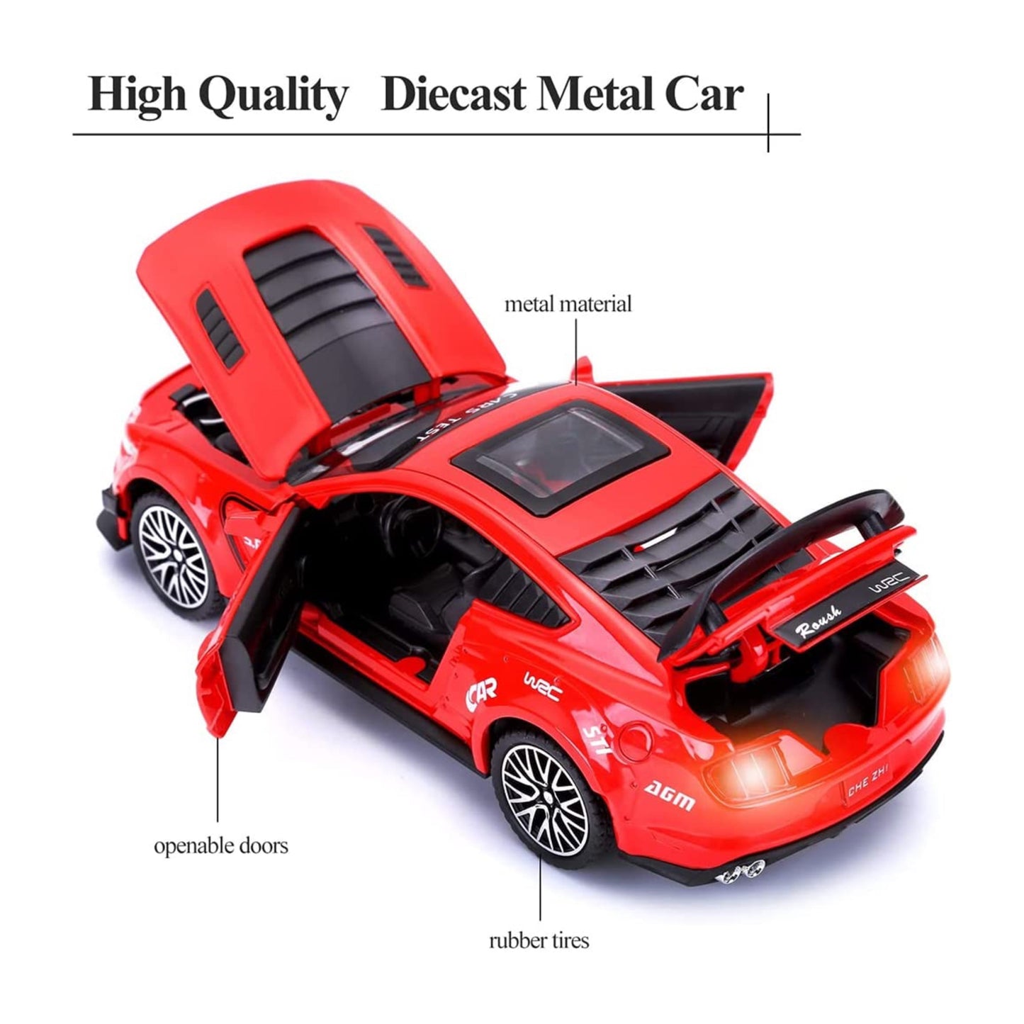 Ford Mustang Gt500 Metal Car Toys For Kids 1:32 - Red