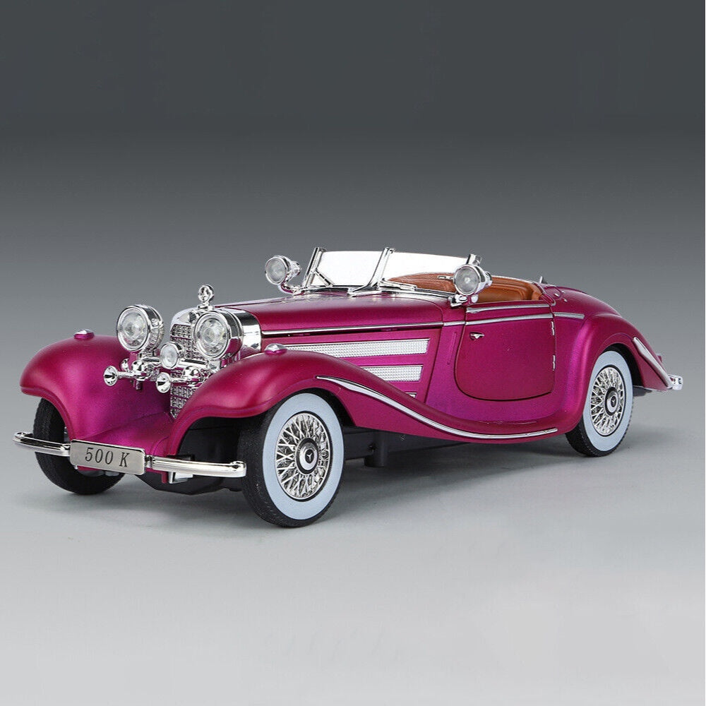 Mercedes Benz 500K Metal Car Toys For Kids 1:24 - Pink