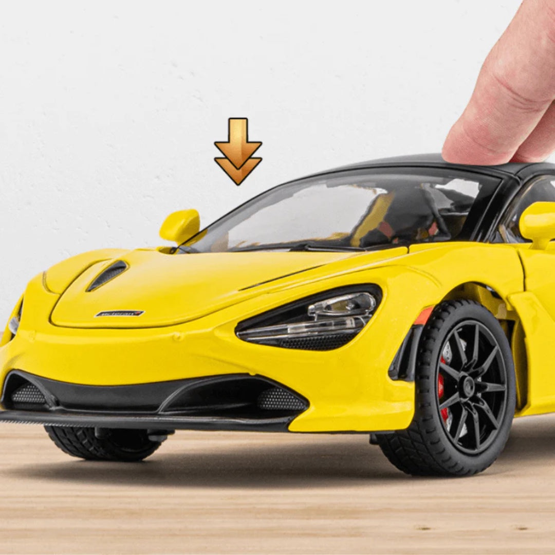 Mclaren 720S Convertible Metal Car Toys For Kids 1:24 - Yellow