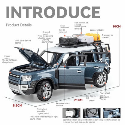 Authorized Land Rover Defender Metal Car Toys For Kids 1:24 - Blue