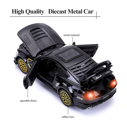 Ford Mustang Gt500 Metal Car Toys For Kids 1:32 - Black