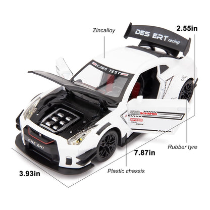 GTR Sports Car Metal Car Toys For Kids 1:24 - White