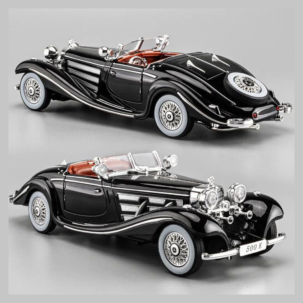 Mercedes Benz 500K Metal Car Toys For Kids 1:24 - Black