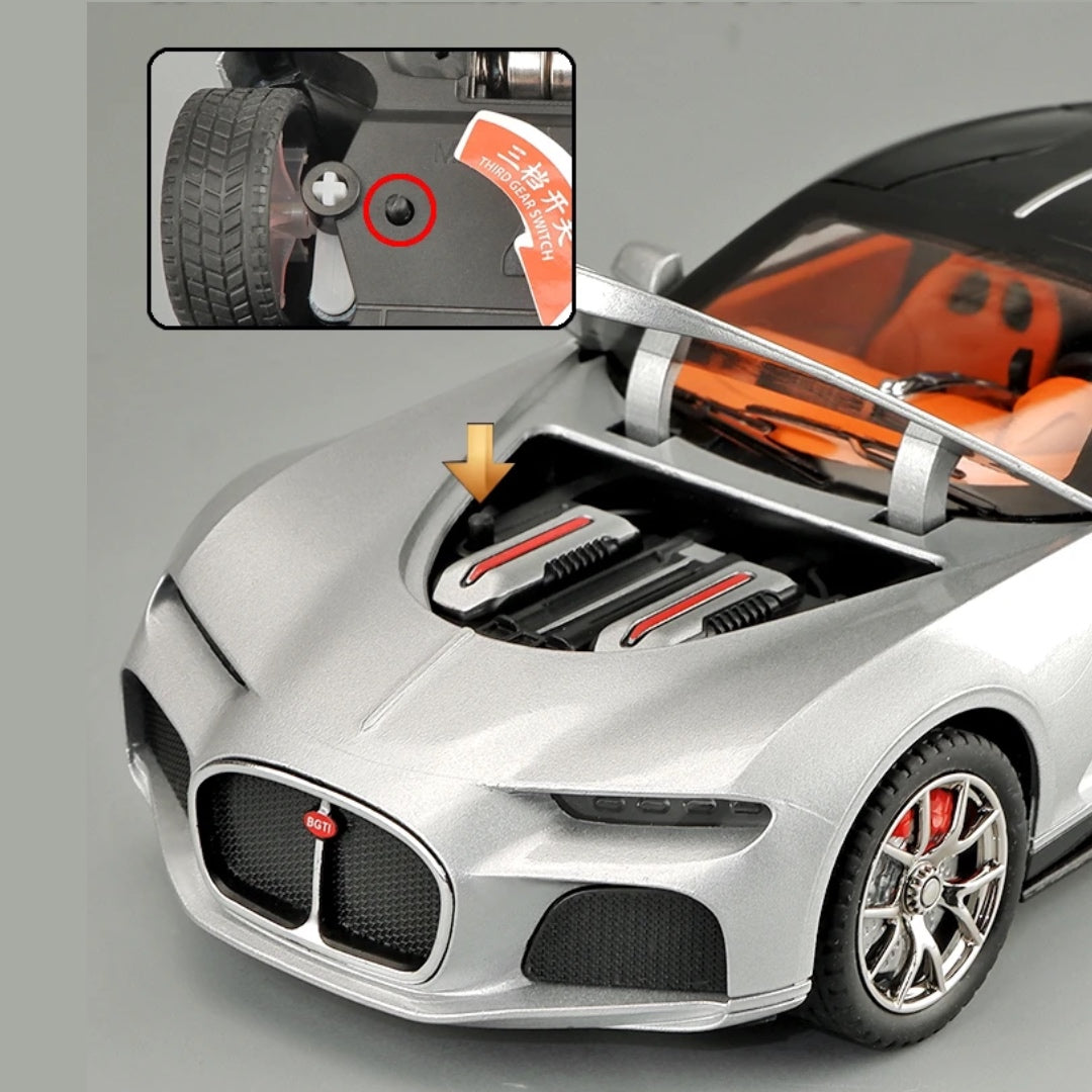 Bugatti Atlantic Metal Car Toys For Kids 1:24 - Silver