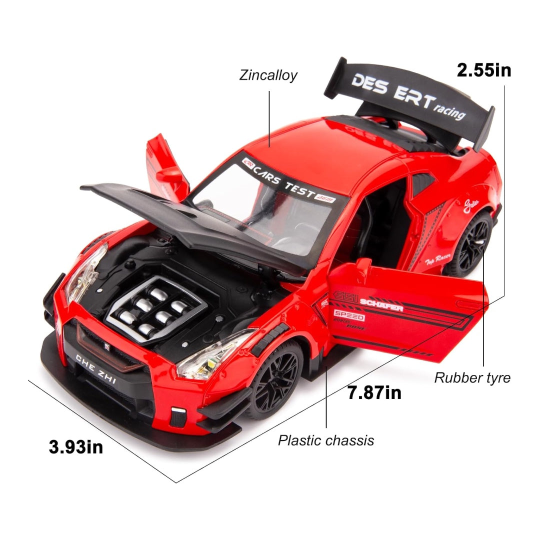 GTR Sports Car Metal Car Toys For Kids 1:24 - Red