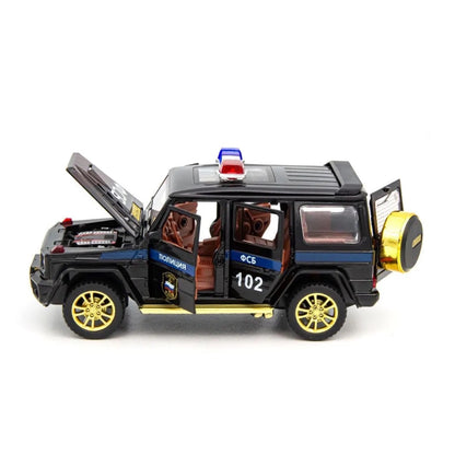 Mercedes-Benz G Wagon Police Metal Car Toys For Kids 1:32 [Black]