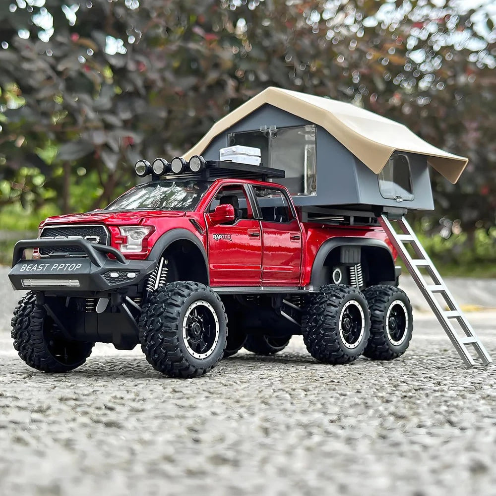 Ford Raptor F150 Rv Metal Car Toys For Kids 1:24 - Red