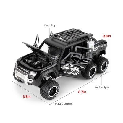 Land Rover Pickup 6*6 Metal Car Toys For Kids 1:24 - Black