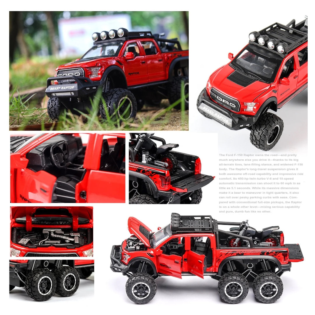 Ford Raptor F150 Metal Car Toys For Kids 1:24 [Red]