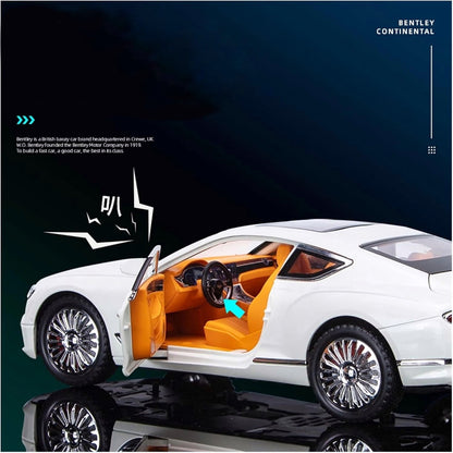 Bentley Continental Metal Car Toys For Kids 1:24 - White