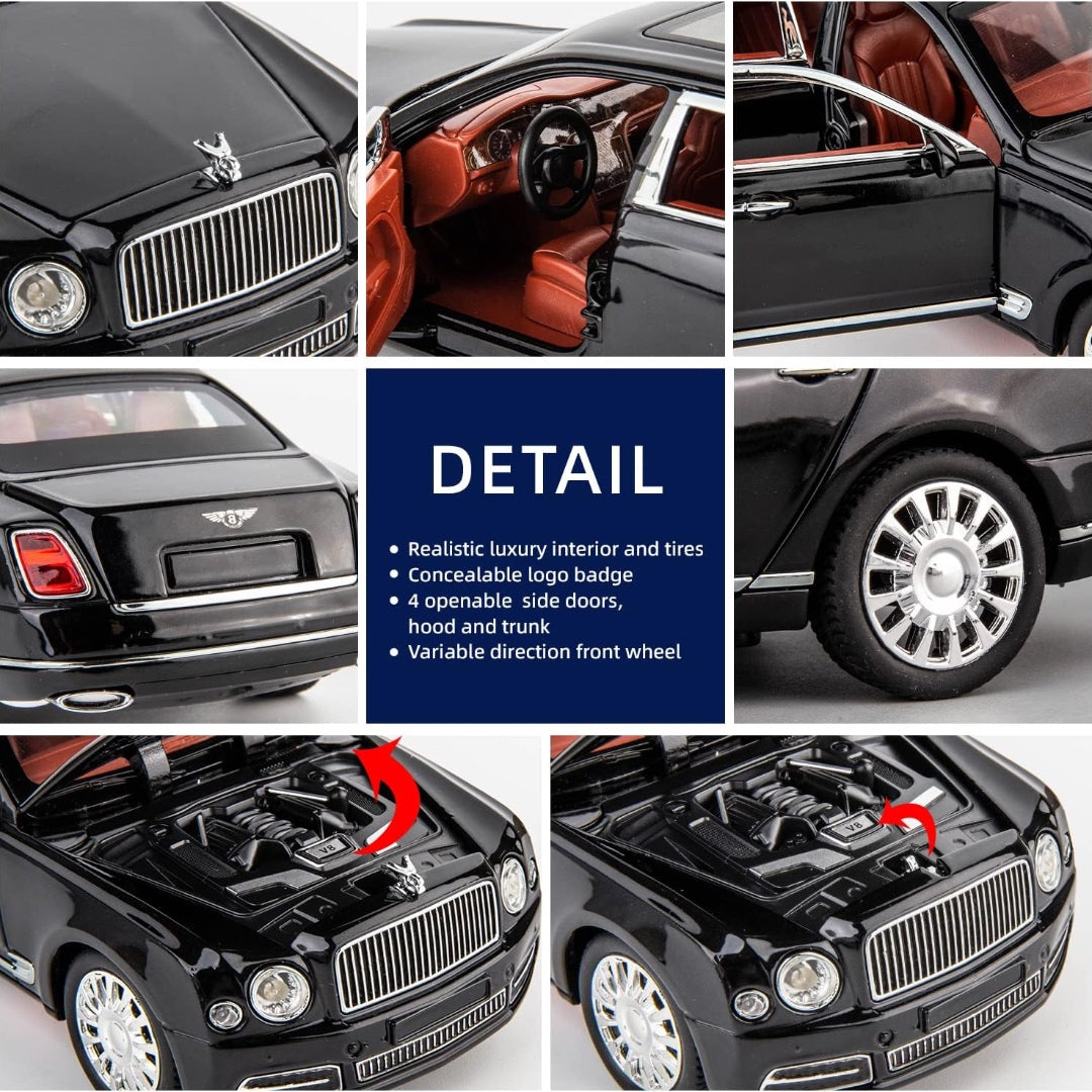 Bentley Mulsanne Metal Car Toys For Kids 1:24 - Black