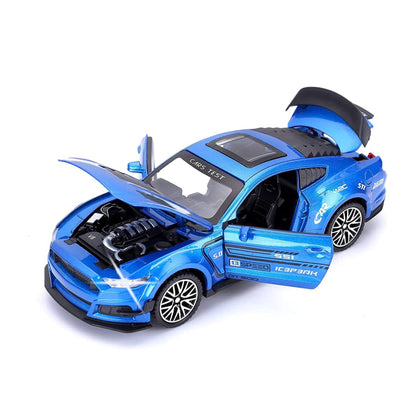 Ford Mustang Gt500 Metal Car Toys For Kids 1:32 - Blue