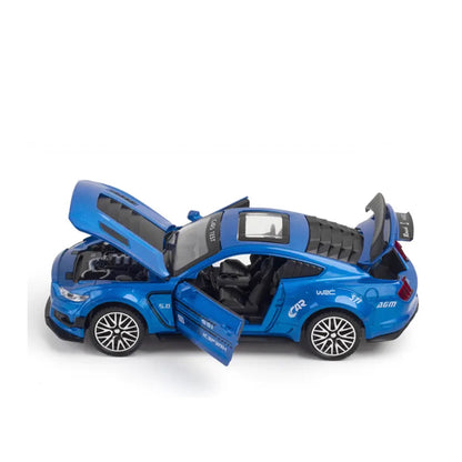 Ford Mustang Gt500 Metal Car Toys For Kids 1:32 - Blue