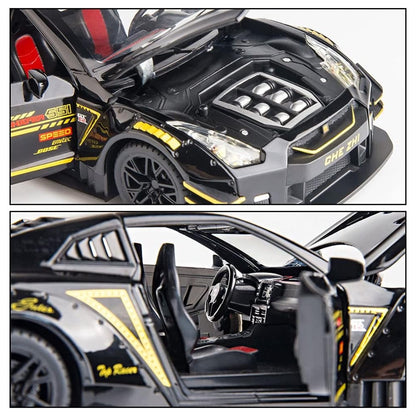 GTR Sports Car Metal Car Toys For Kids 1:24 - Black