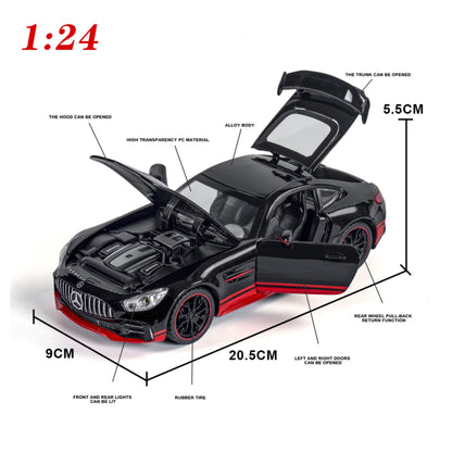 Mercedes Benz Gtr Black Warrior Special Edition Metal Car Toys For Kids 1:24 - Black