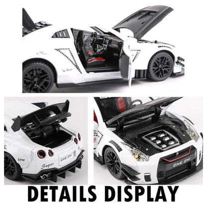 GTR Sports Car Metal Car Toys For Kids 1:24 - White