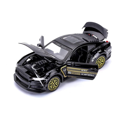 Ford Mustang Gt500 Metal Car Toys For Kids 1:32 - Black