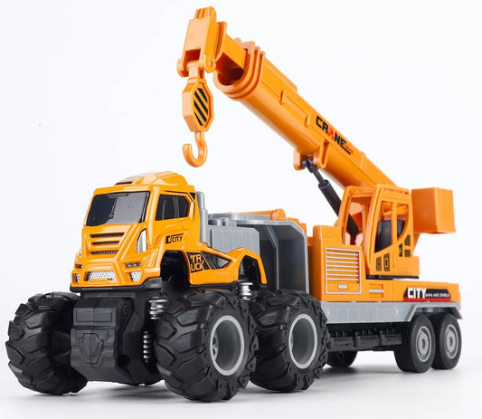 Construction Truck Toys Crane Loader Excavator Truck Toys Diecast Alloy - Yellow