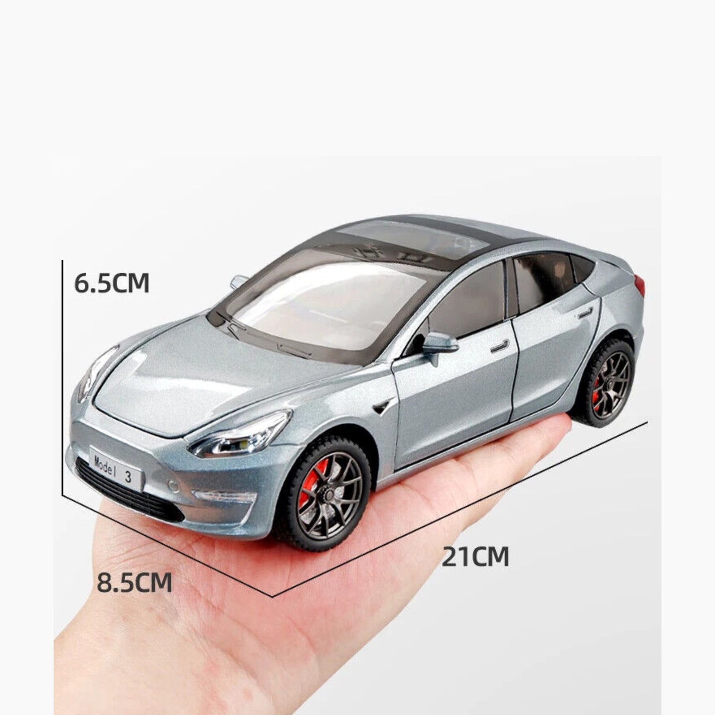 Tesla Model 3 Metal Car Toys For Kids 1:24 - Silver