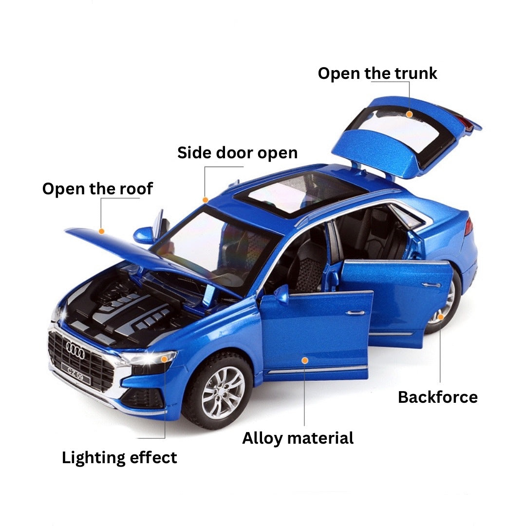 Audi Q8 Metal Car Toys For Kids 1:32 - Blue