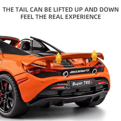 Mclaren 720S Convertible Metal Car Toys For Kids 1:24 - Orange