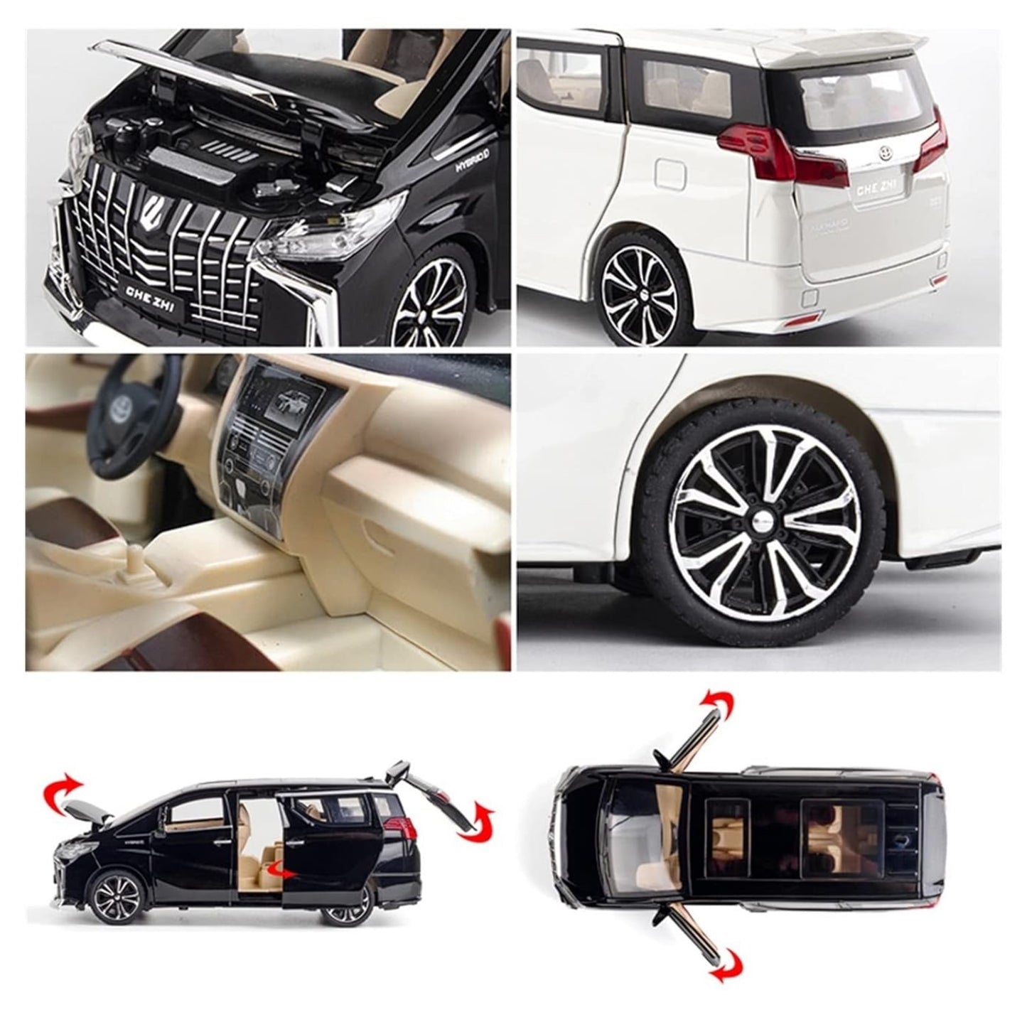 Toyota Alphard Metal Car Toys For Kids 1:24 - White