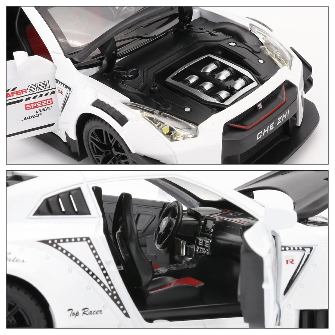 GTR Sports Car Metal Car Toys For Kids 1:24 - White