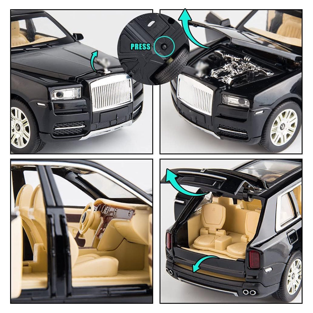 Rolls Royce Cullinan Model Metal Car Toys For Kids 1:24 - Black