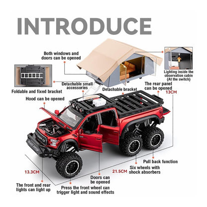 Ford Raptor F150 Rv Metal Car Toys For Kids 1:24 - Red