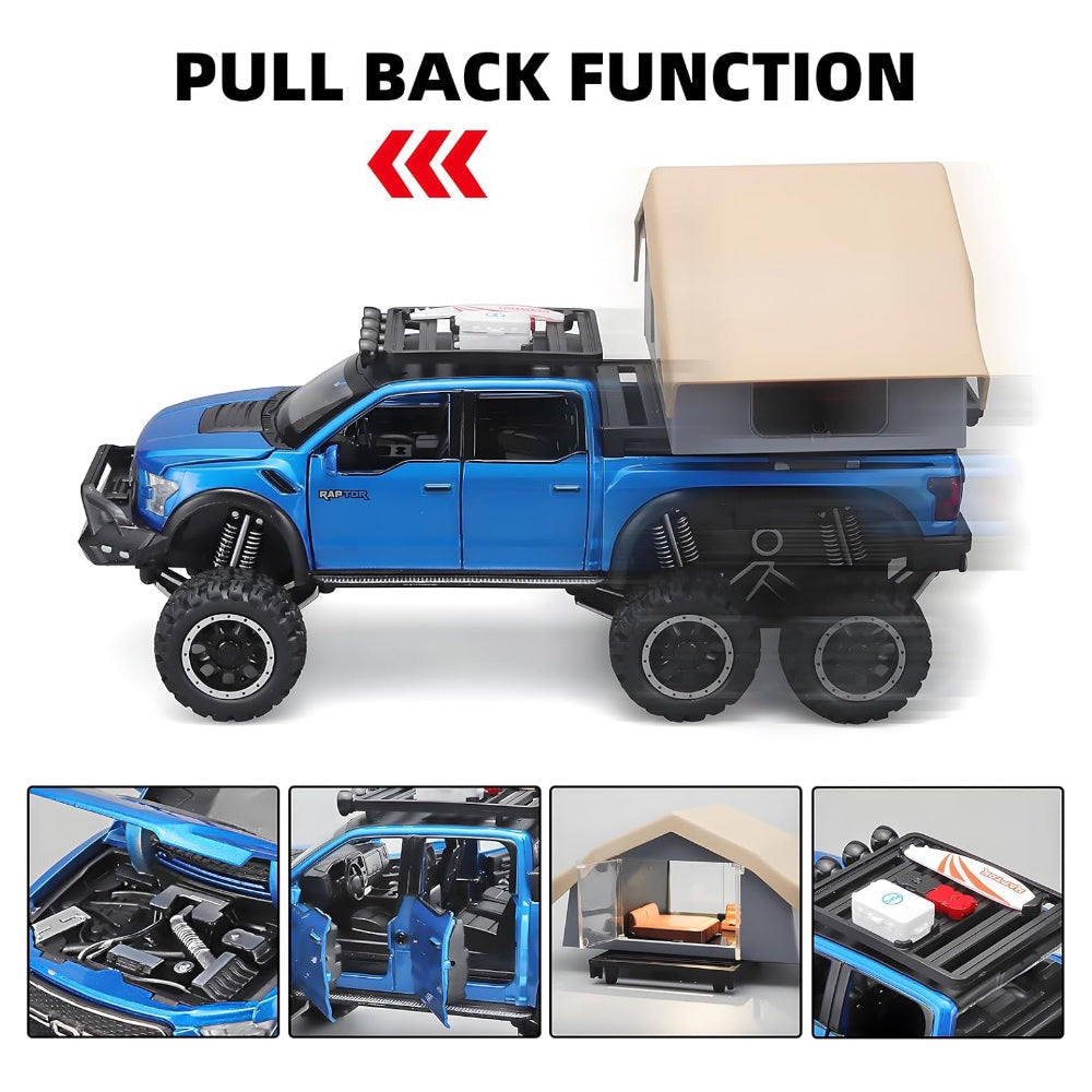 Ford Raptor F150 Rv Metal Car Toys For Kids 1:24 - Blue