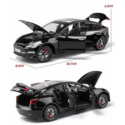 Tesla Model 3 Metal Car Toys For Kids 1:24 - Black