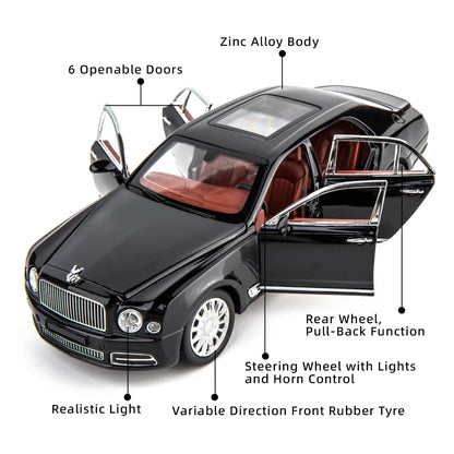 Bentley Mulsanne Metal Car Toys For Kids 1:24 - Black