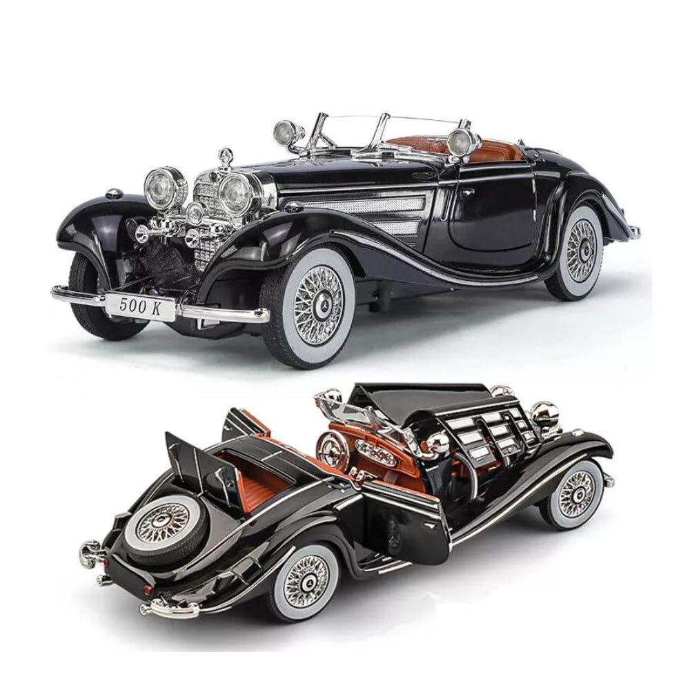 Mercedes Benz 500K Metal Car Toys For Kids 1:24 - Black