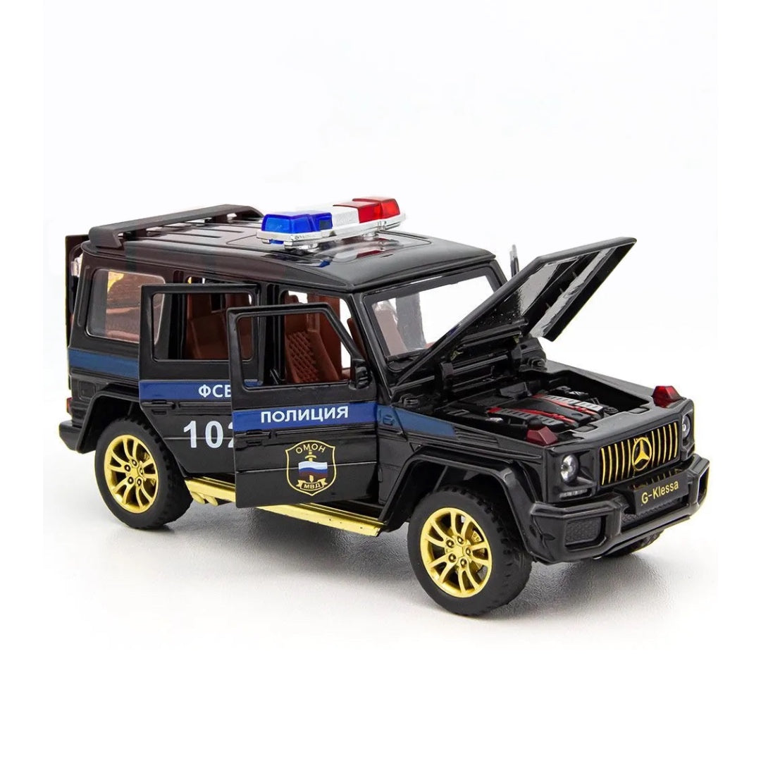 Mercedes-Benz G Wagon Police Metal Car Toys For Kids 1:32 [Black]