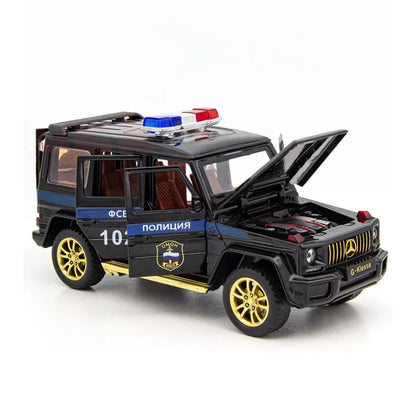 Mercedes-Benz G Wagon Police Metal Car Toys For Kids 1:32 [Black]