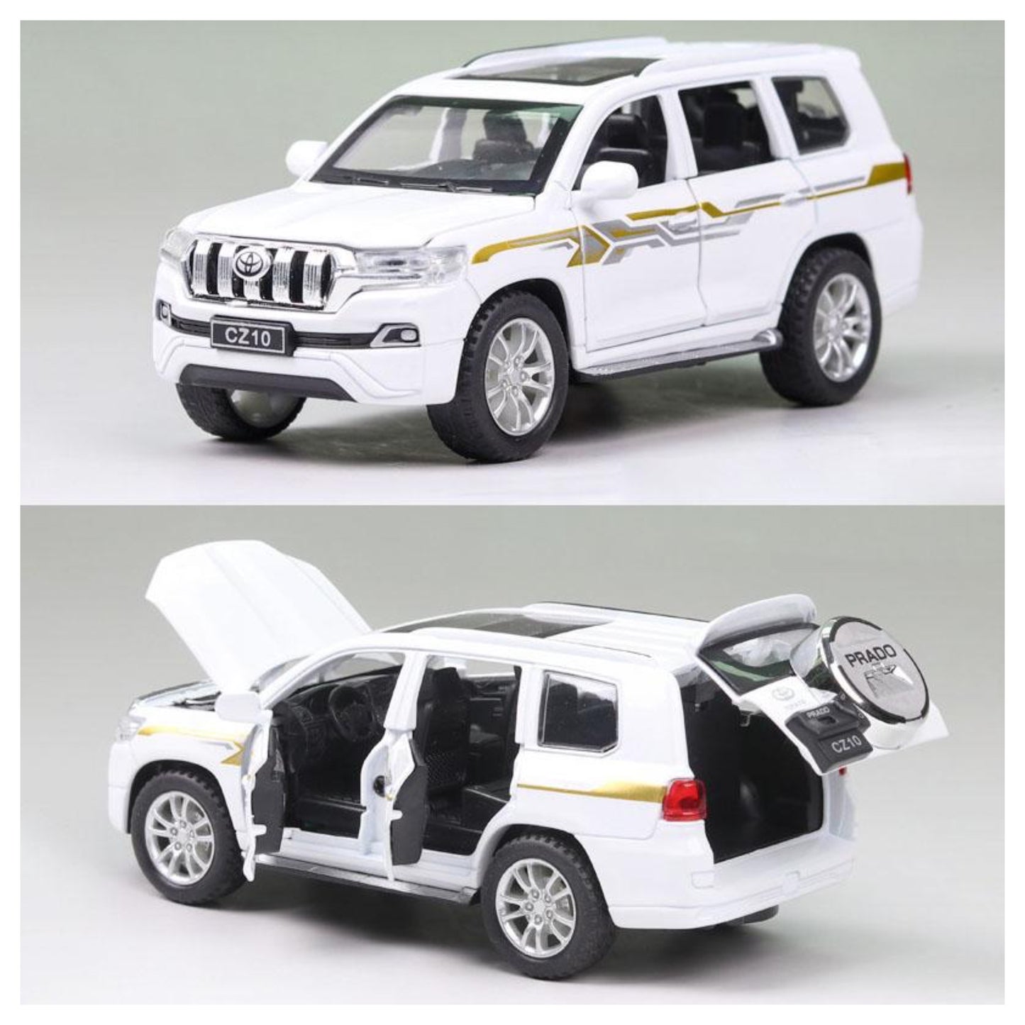 Toyota Prado Model Metal Car Toys For Kids 1:32 - White