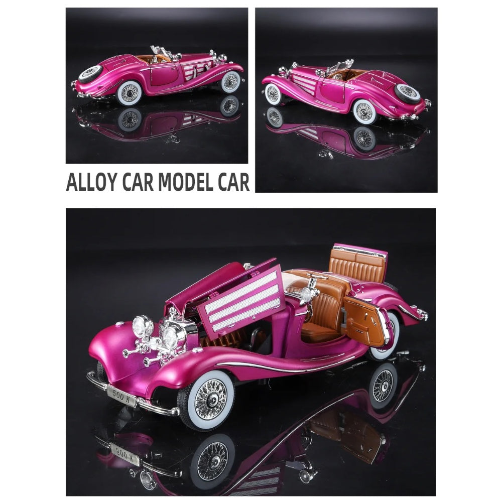 Mercedes Benz 500K Metal Car Toys For Kids 1:24 - Pink