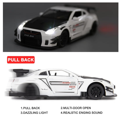 GTR Sports Car Metal Car Toys For Kids 1:24 - White